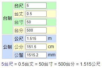 台尺 公分 換算